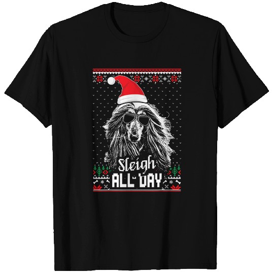 Afghan Hound Pet Sleigh all Day Funny Afghan Hound Christmas 1 T-Shirts