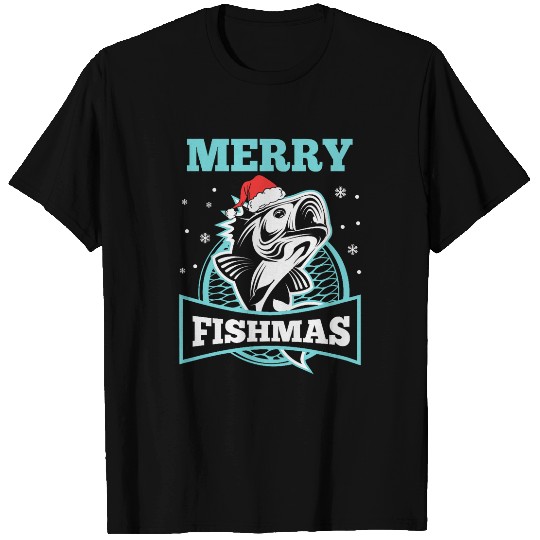 Fishing Fun Merry Fishmas Fishing Christmas Holiday Bass Fishermen T-Shirts