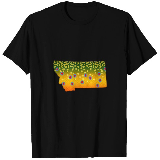 Fishing Fun vintages Brook Trout Fish Montana State Map Fly Fishing T-Shirts