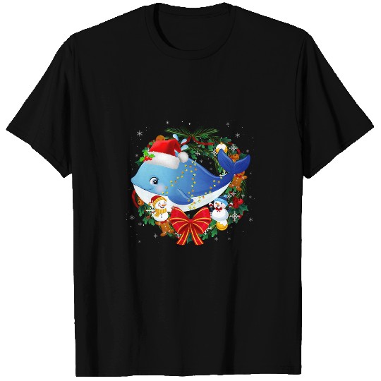 Whale Pet Santa Hat Christmas Wreath Decoration Xmas Pajamas T-Shirts