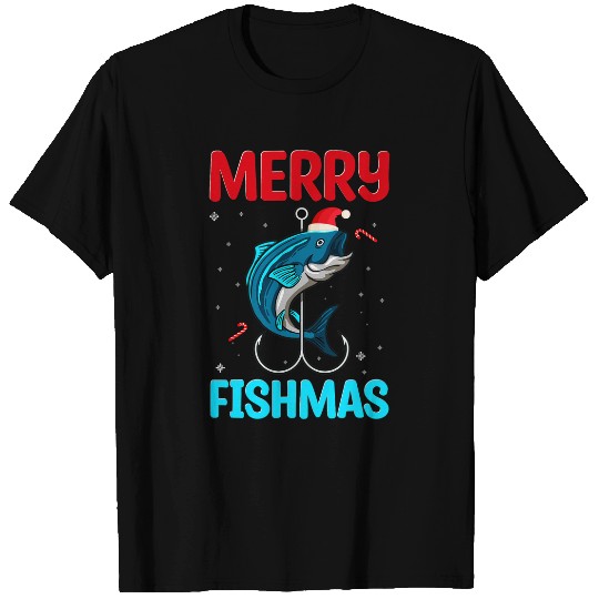 Fishing Fun Merry Fishmas Christmas Funny Fishing Fish Santa Snow Gifts T-Shirts