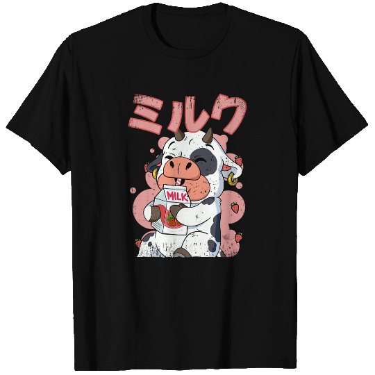 Cow Pet Kawaii Cow Strawberry Milk Carton T-Shirts