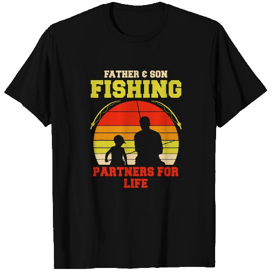 Fishing Fun Father And Son Fishing Partners For Life Funny Fishing Lover T-Shirts