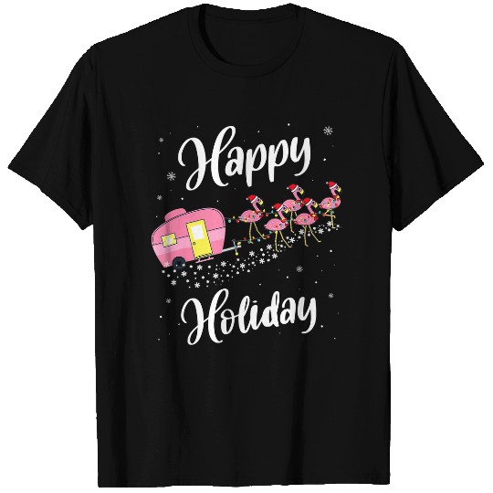 Flamingo Pet Pink Retro Camping Happy Holiday Christmas T-Shirts