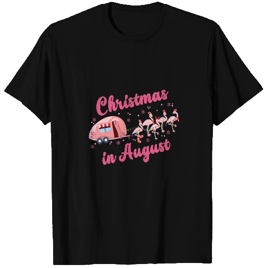 Flamingo Pet Pink Retro Camping Car Christmas In August T-Shirts
