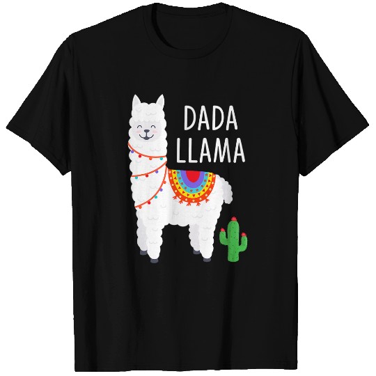 Llama Pet Mens Dada Llama Funny Dad Fathers Day Llama Cactus Men T-Shirts