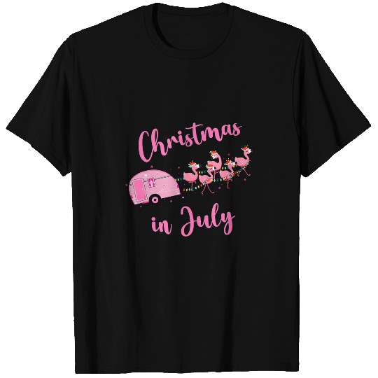 Flamingo Pet Pink Retro Camping Car Christmas In July T-Shirts