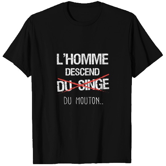 Sheep Pet LHomme Descend Monkey Phrase Funny Evolution Quote T-Shirts