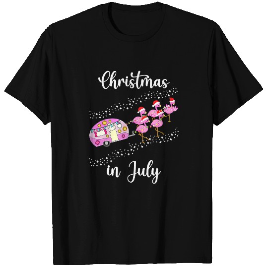 Flamingo Pet Pink Retro Camping Car Christmas In July Tee T-Shirts