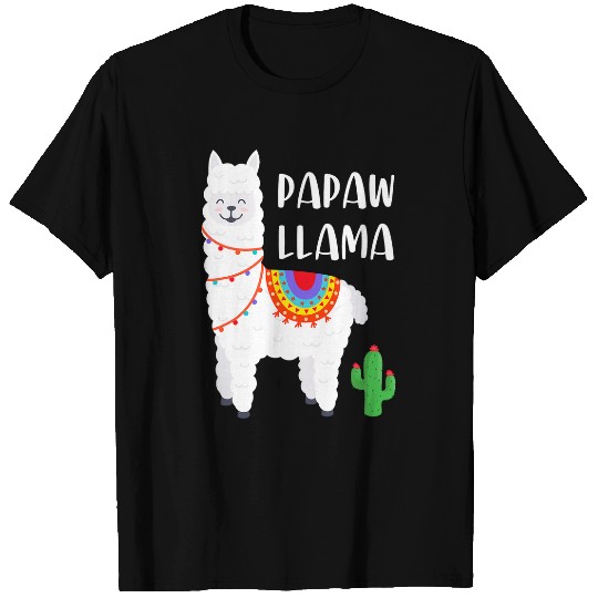 Llama Pet Mens Papaw Llama Funny Grandad Fathers Day Llama Cactus Men T-Shirts