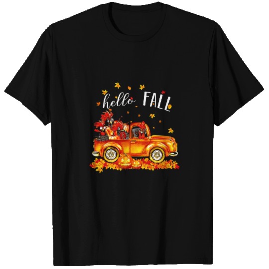 Chicken Pet Hello Fall Chickens in Car Pumpkin Happy Halloween T-Shirts