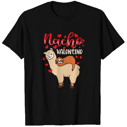 Sloth Pet Gift Funny Nacho Valentines Day Costume Cute Sloth Riding Llama T-Shirts