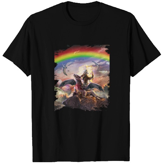 Sloth Pet Riding Dragon Space Rainbow Dinosaur T-Shirts