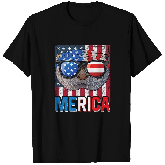 Otter Pet Otters Merica Otter 4th of July Gifts American Flag For Men Women T-Shirts