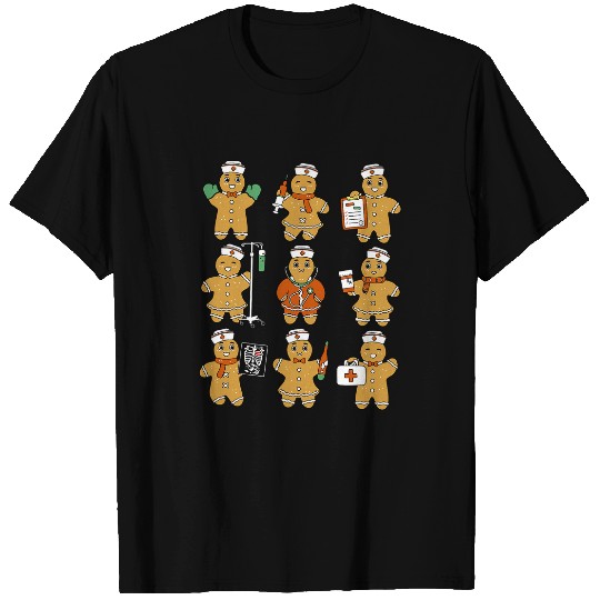 nurses Job Funny Gingerbread nurses Christmas xmass Holiday Pajamas Retro T-Shirts