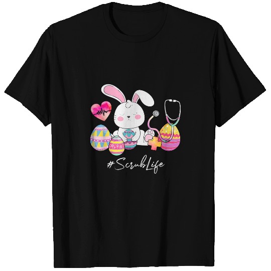 nurses Job Stethoscope Cute Bunny Scrub Life nurses Easter Day Christian T-Shirts