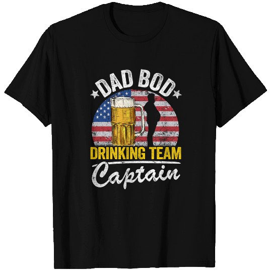 Beer Fun Dad Bod Drinking Team Captain American Flag 4th Of July Beer T-Shirts