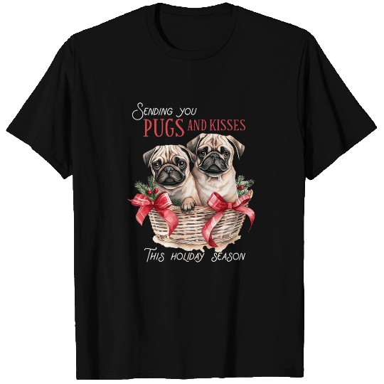 Pug Pet Dog Christmas Sending You Pugs and Kisses This Holiday T-Shirts