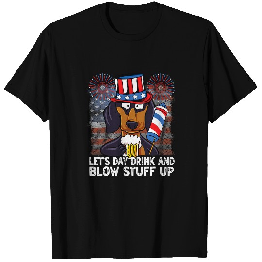 Beer Fun 4th of July Day Drink and Blow Stuff Up USA Wiener Dog Beer T-Shirts
