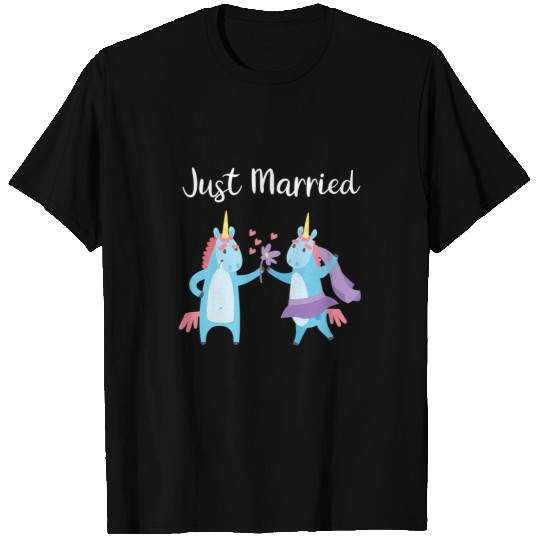Unicorn Pet Just Married Funny Unicorn Couple Wedding Honeymoon T-Shirts