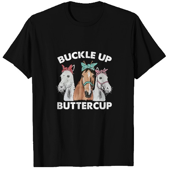 Horse Pet Buckle Up Buttercup Horses Turban Cute Pink T-Shirts
