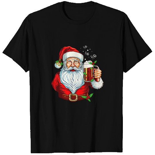 Beer Fun Bad Santa Claus Beer Mug Funny Beer Drinking Christmas T-Shirts