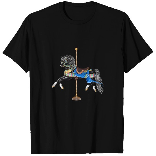 Horse Pet Black Stallion Carousel Horse 3 T-Shirts