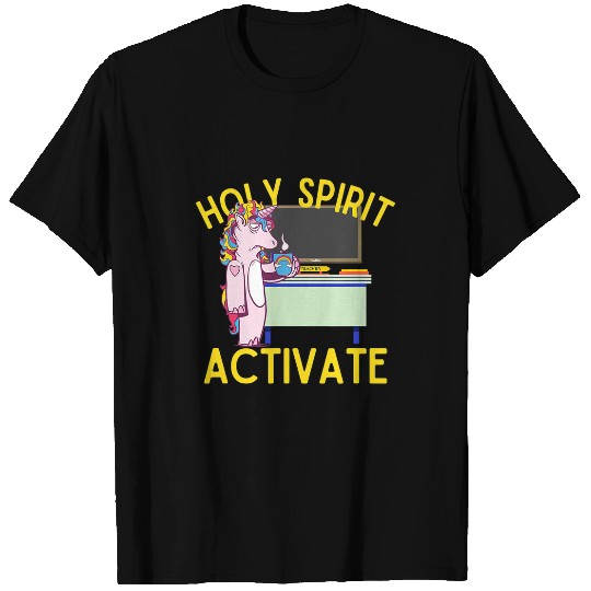 Unicorn Pet Holy Spirit Activate Teacher Fun Unicorn Coffee T-Shirts
