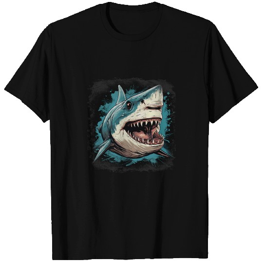 Fishing Fun fierce great white shark large sharp teeth deep sea fishing T-Shirts