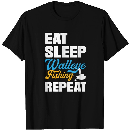 Fishing Fun Walleye Fish Eat Sleep Walleye Fishing Repeat T-Shirts