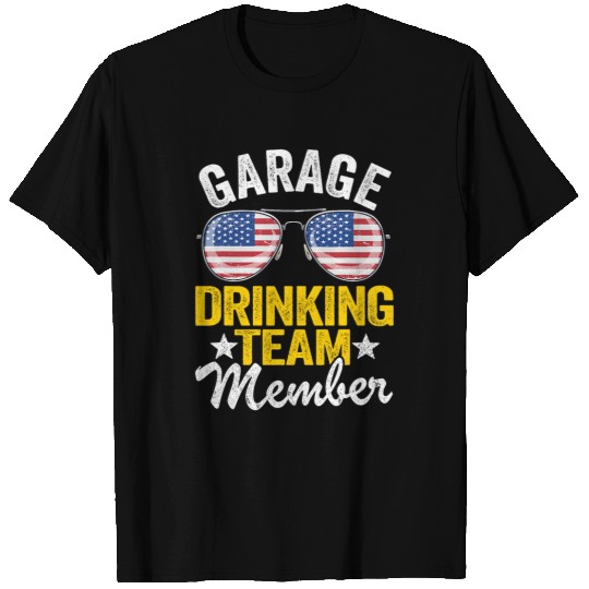 Beer Fun 4th Of July Beer American Flag Garage Drinking Team Member 1 T-Shirts