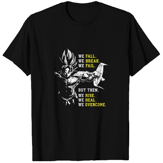 Overcome Train Insaiyan Anime Gym Fitness Workout Lifting T-Shirts