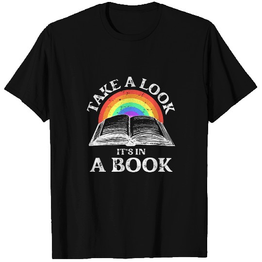 Book Fun Take A Look Its In A Book Retro Rainbow Reading T-Shirts