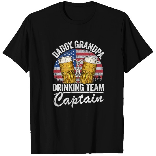Beer Fun Daddy Grandpa USA Drinking Team Captain Beer 4th Of July 21 T-Shirts