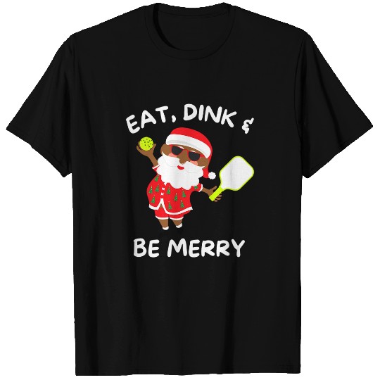 Sport Pickleball Black Tanned Santa Funny Christmas Pickleball T-Shirts