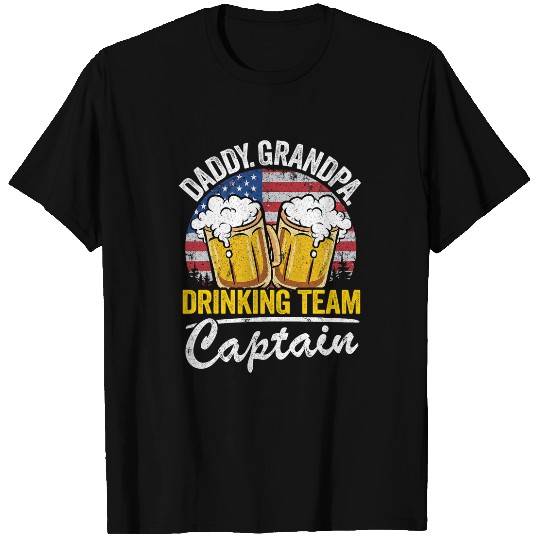 Beer Fun Daddy Grandpa USA Drinking Team Captain Beer 4th Of July 19 T-Shirts