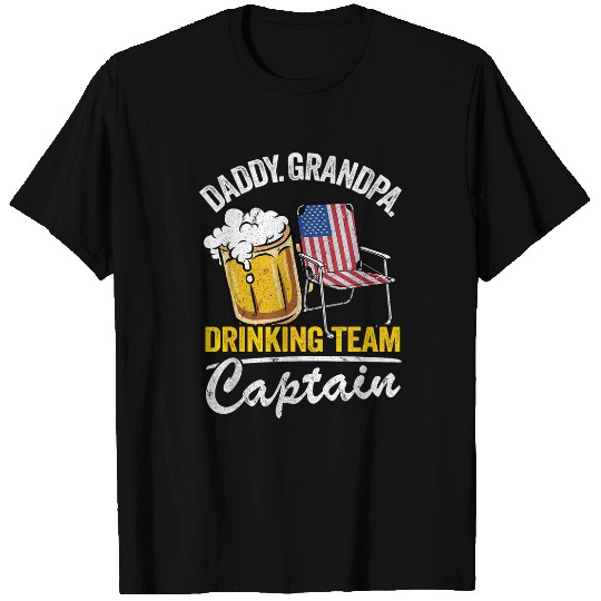 Beer Fun Daddy Grandpa USA Drinking Team Captain 4th Of July Beer T-Shirts