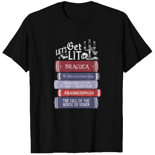 Book Fun Lets Get Lit vintages Horror Book Lovers Bookworm Reading T-Shirts