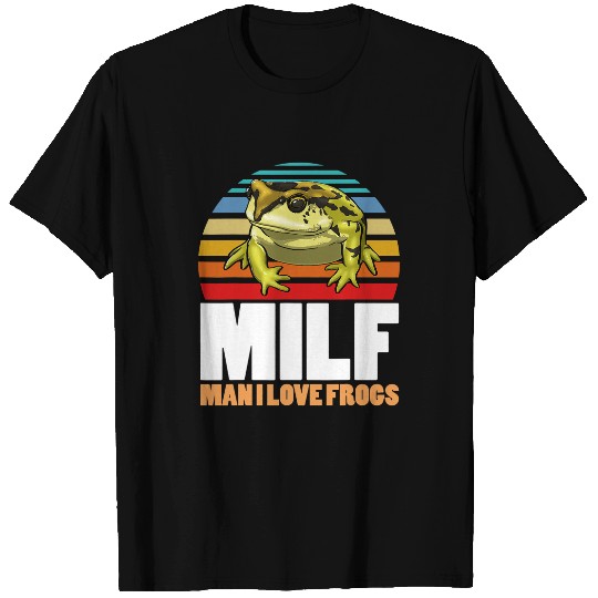 Frog Pet Milf Man I Love Frogs American Flag Funny Women Frog Love T-Shirts