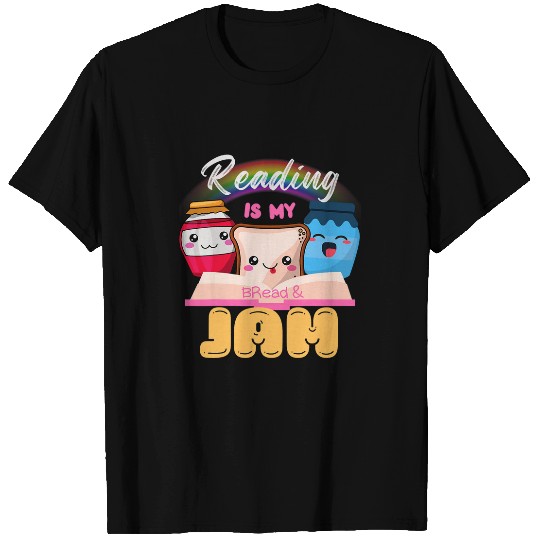 Book Fun Funny Reading is my bread and jam Cool Rainbow reading T-Shirts