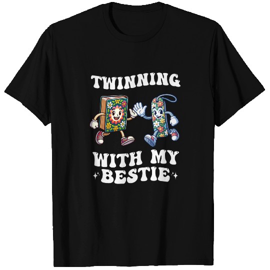 Book Fun Twinning With My bestsie Book and Bookmark Matching Twin Day T-Shirts