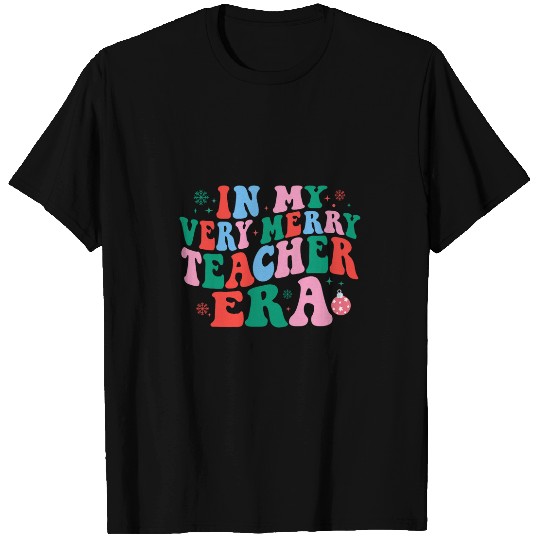 Groovy In My Very Merry Teacher Era Christmas Matching xmass T-Shirts