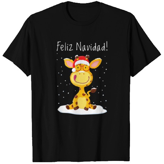 Giraffe Pet Feliz Navidad Says Little Gregor Giraffe T-Shirts