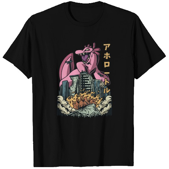Axolotls Pet Japanese Killer Axolotls Vegetable Kaiju Anime Axolotls T-Shirts