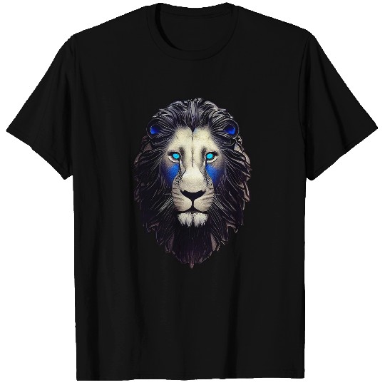 Lion Pet Fierce Blue Eyed Lion Head T-Shirts
