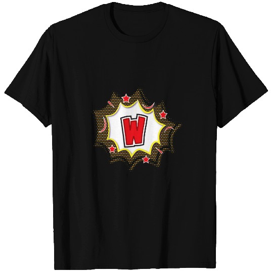 Book Fun Comic Book Style Monogram Letter W for Boys Girls Women Men T-Shirts
