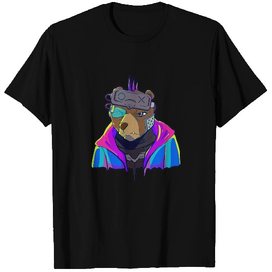 Bear Pet Cyber Vaporwave Aesthetic Futuristic Bear Robot T-Shirts