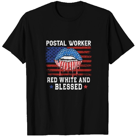 Postal Worker Job Worker Red White And Blessed Patriotic US Post Mail T-Shirts