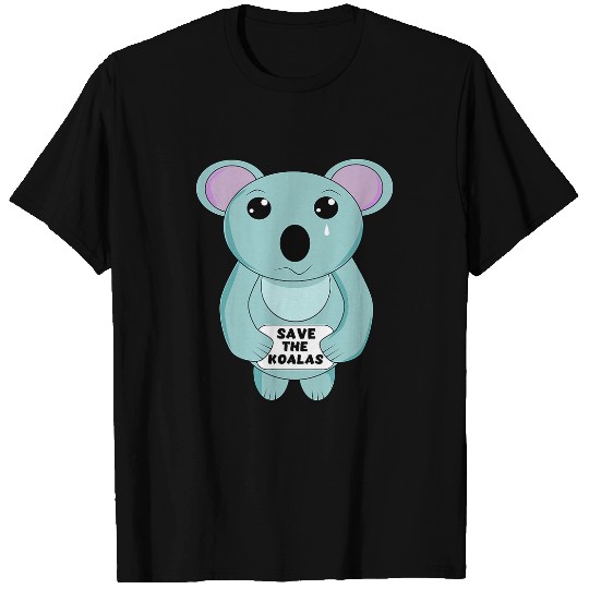 Koala Pet Save The Koalas Sad Cute Koala Bear Graphic with Teardrop T-Shirts