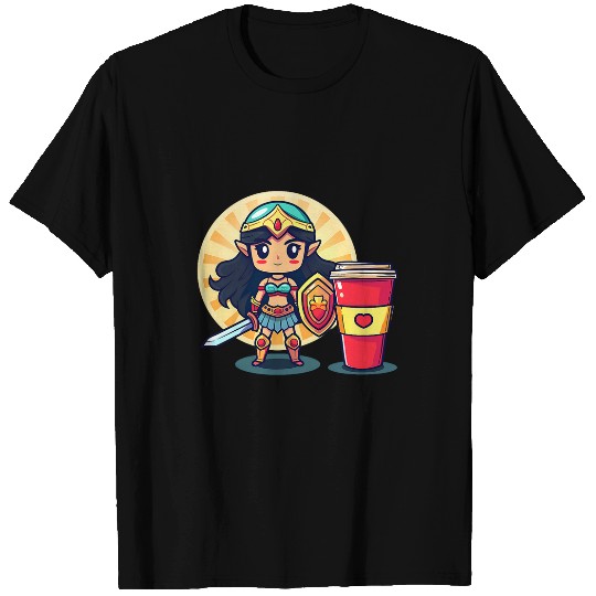 Coffee Fun Female Hero With Coffee Design Christian Mom T-Shirts